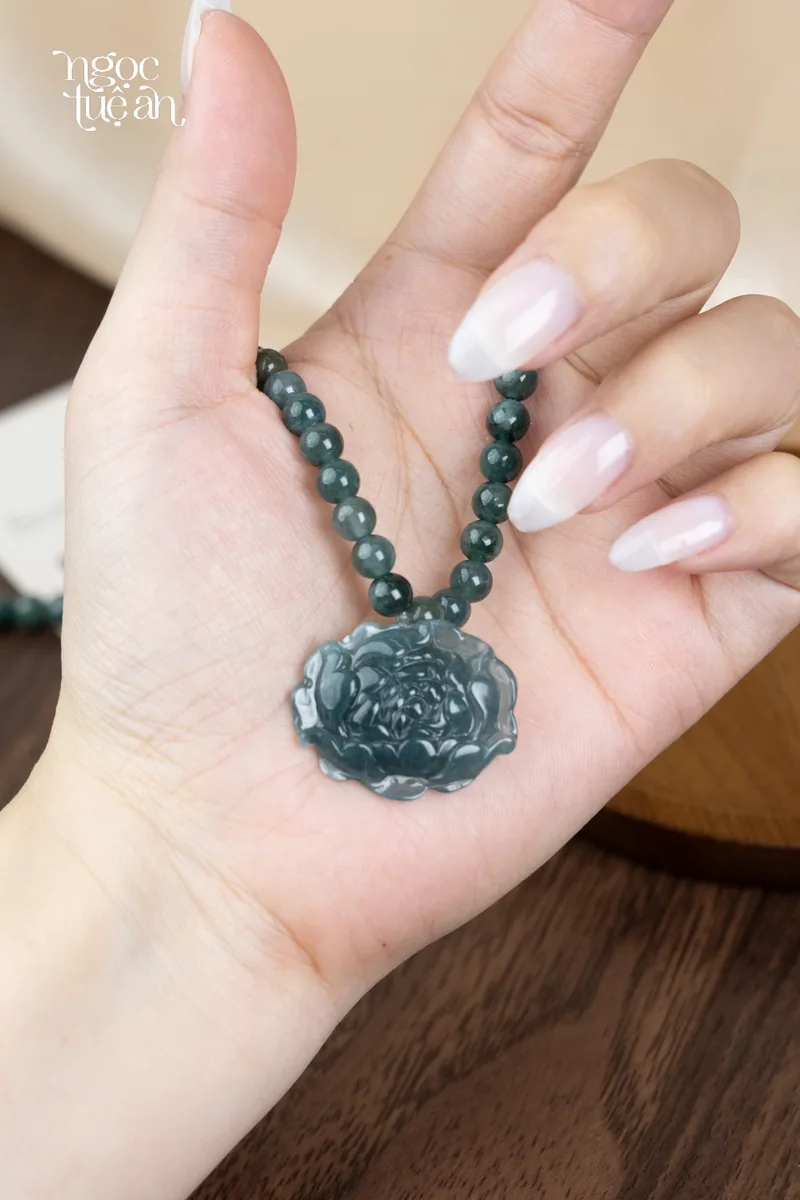Mặt dây Hoa Mẫu Đơn – Phỉ Thúy Type A · ảnh 3